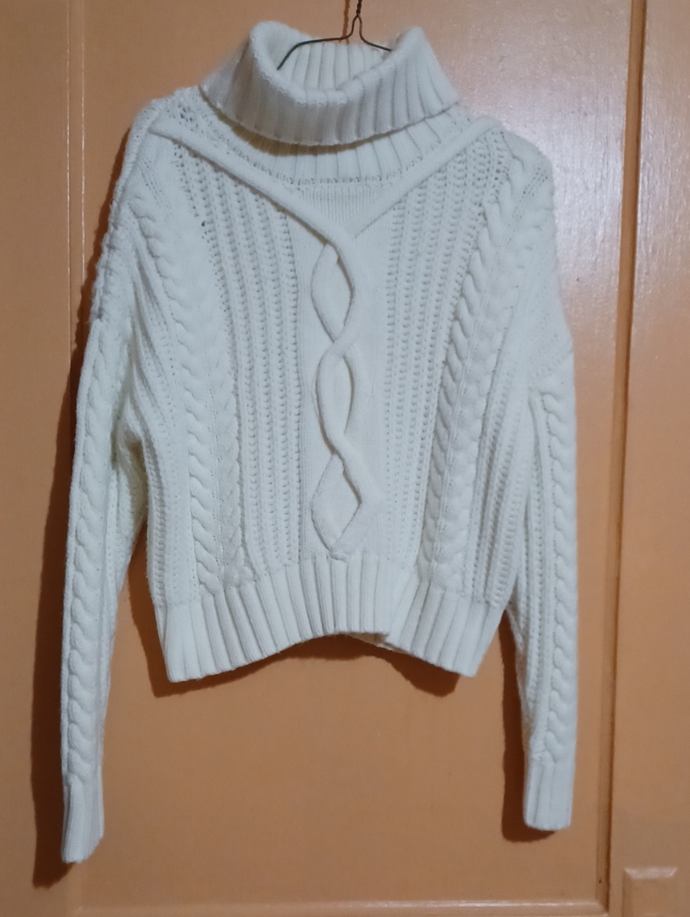 Forever 21 Cream Cable Knit Turtleneck Sweater